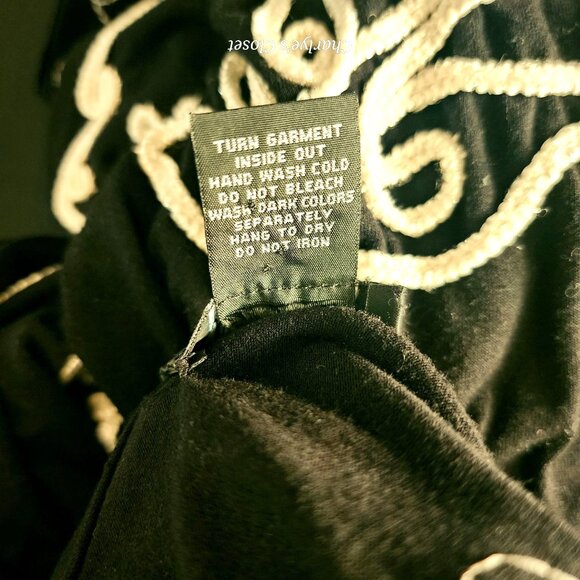 Black/White Metallic Embroidered V-neck Elevated Tunic By Objects Dart Sz. L - Picture 4 of 7